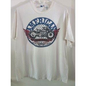 American Original Motorcycle Tshirt White Men's Size Large